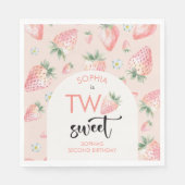 Twee lieve aardbeien kinderen verjaardag servet (Voorkant)