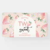 Twee lieve aardbeien kinderen verjaardag spandoek (Horizontaal)