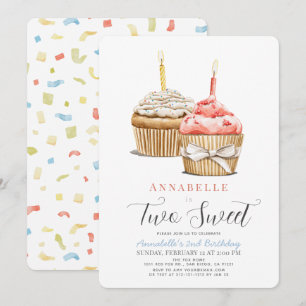 Twee lieve cupcake meisje 2e verjaardag kaart