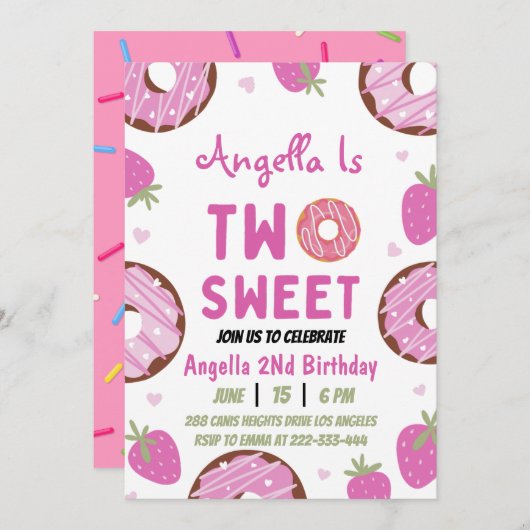 Twee lieve donut 2e verjaardagsfeest kaart (Voorkant / Achterkant)