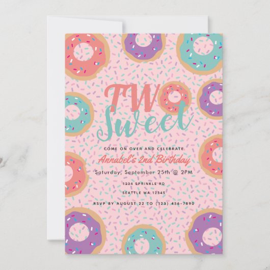 Twee lieve donut kinderen verjaardag uitnodiging (Voorkant)