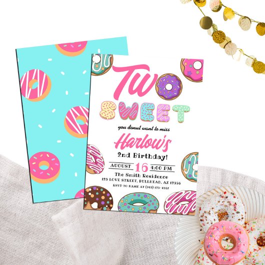 Twee lieve donut meisje's 2e verjaardag kaart