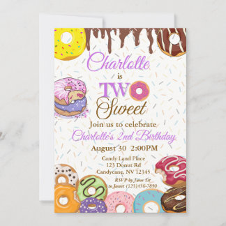 Twee lieve donut tweede verjaardag uitnodiging