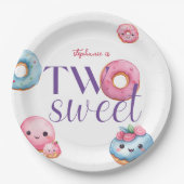 Twee lieve donut verjaardagsfeest papieren bordje (Voorkant)