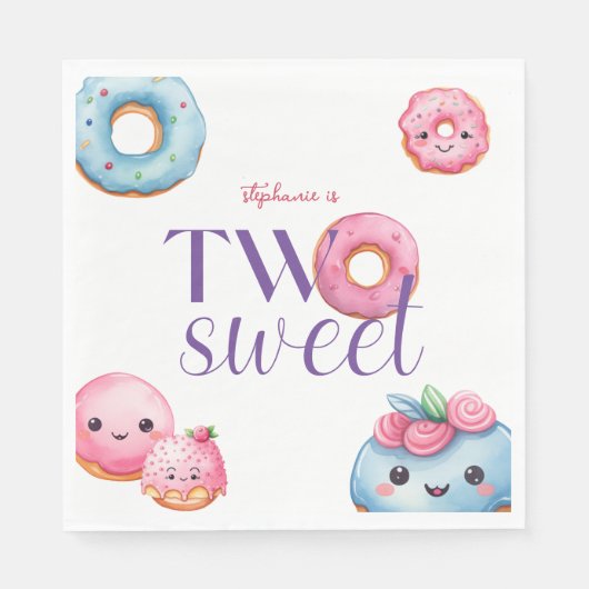 Twee lieve donut verjaardagsfeest servet (Voorkant)