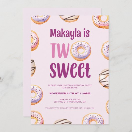 Twee lieve donut verjaardagsfeestje kaart (Voorkant / Achterkant)