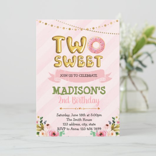 Twee lieve donut verjaardagsuitnodiging kaart (Staand voorkant)