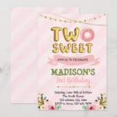 Twee lieve donut verjaardagsuitnodiging kaart (Voorkant / Achterkant)