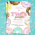 Twee lieve donuts 2e verjaardag meisje Waterverf Kaart<br><div class="desc">Twee Sweet Donuts 2e verjaardag Meisje Waterverf Uitnodiging Op zoek naar leuke donut uitnodiging voor twee lieve meisje verjaardag? Maak je geen zorgen! Bewerk gewoon tekst en personaliseer je eigen leuke uitnodiging!</div>