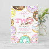 Twee lieve donuts 2e verjaardag meisje Waterverf Kaart (Staand voorkant)