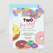 Twee lieve donuts en ballon 2e verjaardag meisje briefkaart (Voorkant / Achterkant)