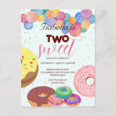 Twee lieve donuts en ballon 2e verjaardag meisje briefkaart (Voorkant)