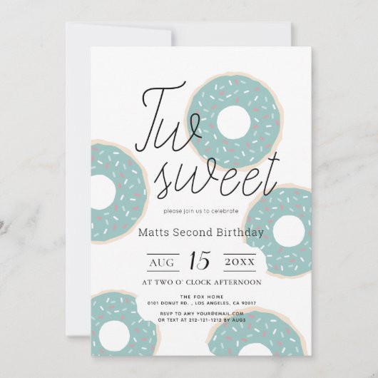 Twee lieve groene donut jongen 2e verjaardag kaart (Voorkant)