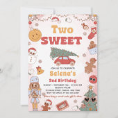 Twee lieve groovy kerst 2e verjaardag uitnodiging (Voorkant)