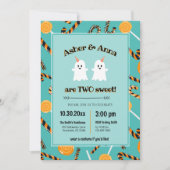 Twee lieve Halloween Snoep Ghost Twin 2e Verjaarda Kaart (Voorkant)