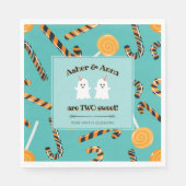 Twee lieve Halloween Snoep Ghost Twins Verjaardag Servet (Voorkant)