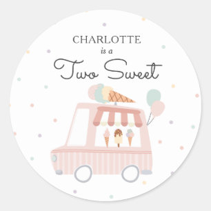 Twee lieve ijsjes 2e verjaardagsfeestje gunsten ronde sticker