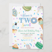 Twee lieve jongen donut blauw dessert 2e verjaarda kaart (Voorkant)