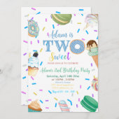 Twee lieve jongen donut blauw dessert 2e verjaarda kaart (Voorkant / Achterkant)