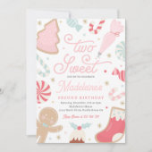 Twee lieve kerstkoekje 2e verjaardagsfeest kaart (Voorkant)