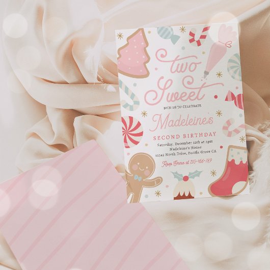 Twee lieve kerstkoekje 2e verjaardagsfeest kaart