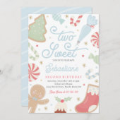 Twee lieve kerstkoekje 2e verjaardagsfeest kaart (Voorkant / Achterkant)