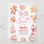 Twee lieve kerstkoekjes meisje 2e verjaardagsfeest kaart (Voorkant)