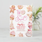 Twee lieve kerstkoekjes meisje 2e verjaardagsfeest kaart (Staand voorkant)