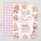 Twee lieve kerstkoekjes meisje 2e verjaardagsfeest kaart (Voorkant / Achterkant)
