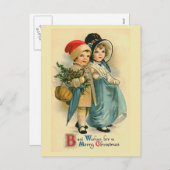 Twee lieve kinderen vintage kerst Briefkaart (Voorkant / Achterkant)