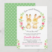 Twee lieve konijntjes op de weg Schattige tweeling Kaart (Voorkant / Achterkant)