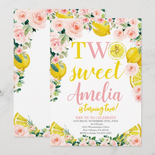 Twee lieve limonade verjaardag, Citrus verjaardags Kaart (Voorkant / Achterkant)