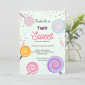 Twee lieve lolly en sprenkels 2e verjaardag meisje kaart (Staand voorkant)