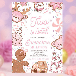 Twee lieve meisje kerstkoekje 2e verjaardagsfeestj kaart