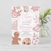 Twee lieve meisje kerstkoekje 2e verjaardagsfeestj kaart (Staand voorkant)