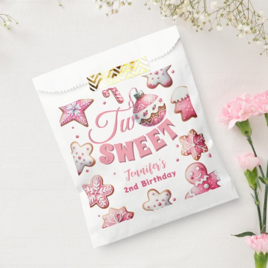 Twee lieve meisje roze cookie kerst 2e verjaardag bedankzakje (Gezegeld)