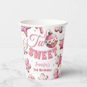Twee lieve meisje roze cookie kerst 2e verjaardag papieren bekers (Voorkant)