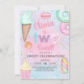 Twee lieve meisje tweede, 2e verjaardag uitnodigin kaart (Voorkant)