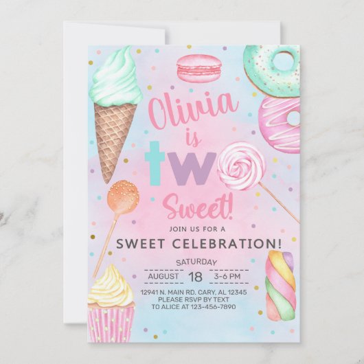 Twee lieve meisje tweede, 2e verjaardag uitnodigin kaart (Voorkant)