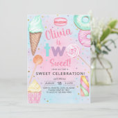 Twee lieve meisje tweede, 2e verjaardag uitnodigin kaart (Staand voorkant)