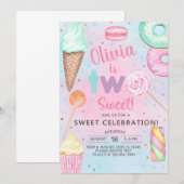 Twee lieve meisje tweede, 2e verjaardag uitnodigin kaart (Voorkant / Achterkant)