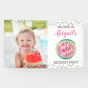 Twee lieve meisjes 2de verjaardag watermeloenfeest spandoek