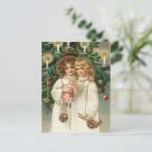 Twee lieve meisjes feestdagenkaart (Staand voorkant)