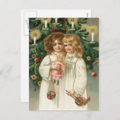 Twee lieve meisjes feestdagenkaart (Voorkant / Achterkant)