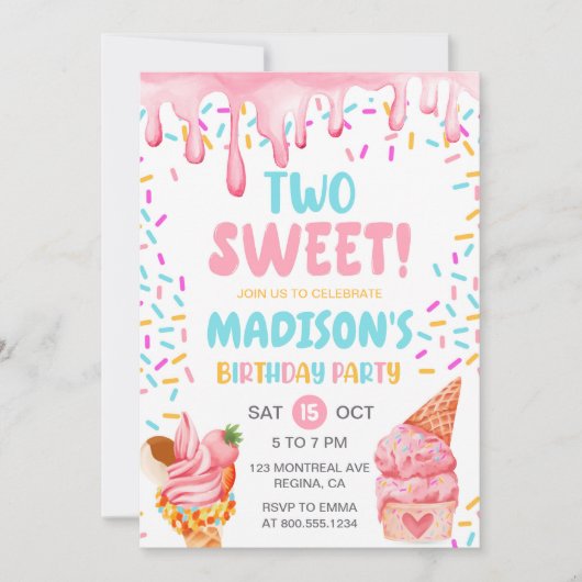 Twee lieve meisjes ijs 2e verjaardag kaart (Voorkant)