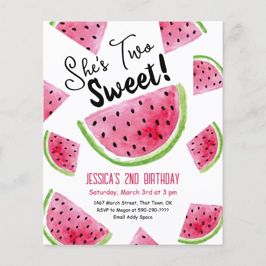 Twee lieve meloen verjaardagsfeestuitnodiging (Voorkant)