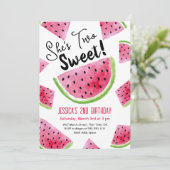 Twee lieve meloen verjaardagsfeestuitnodiging kaart (Staand voorkant)