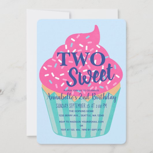 Twee lieve Schattigee cupcake Kinder tweede verjaa Kaart (Voorkant)
