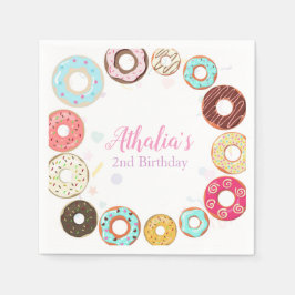Twee lieve Schattigee donuts 2e verjaardag papier Servet