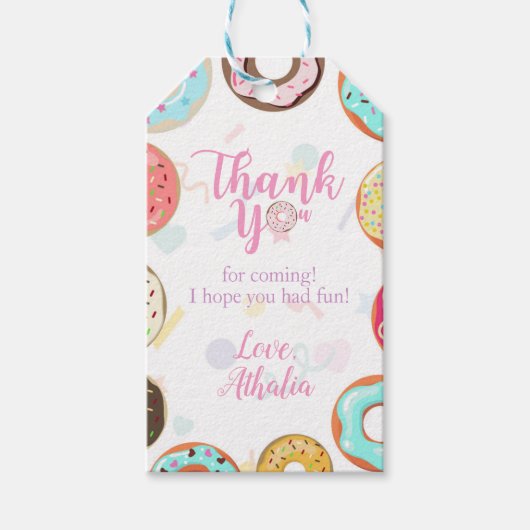 Twee lieve Schattigee Donuts Verjaardag Cadeaulabel (Voorkant)